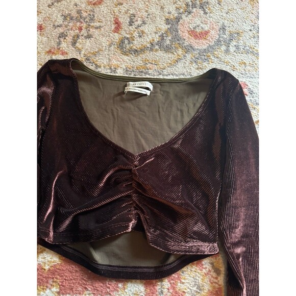 Urban outfitters velvet brown cinch crop top small - Picture 2 of 5